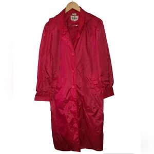 Vintage The Totes Coat 100% Nylon Red Trench size 10